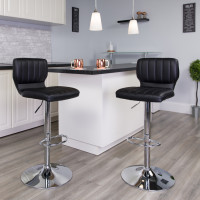 Flash Furniture CH-132330-BK-GG Contemporary Black Vinyl Adjustable Height Barstool